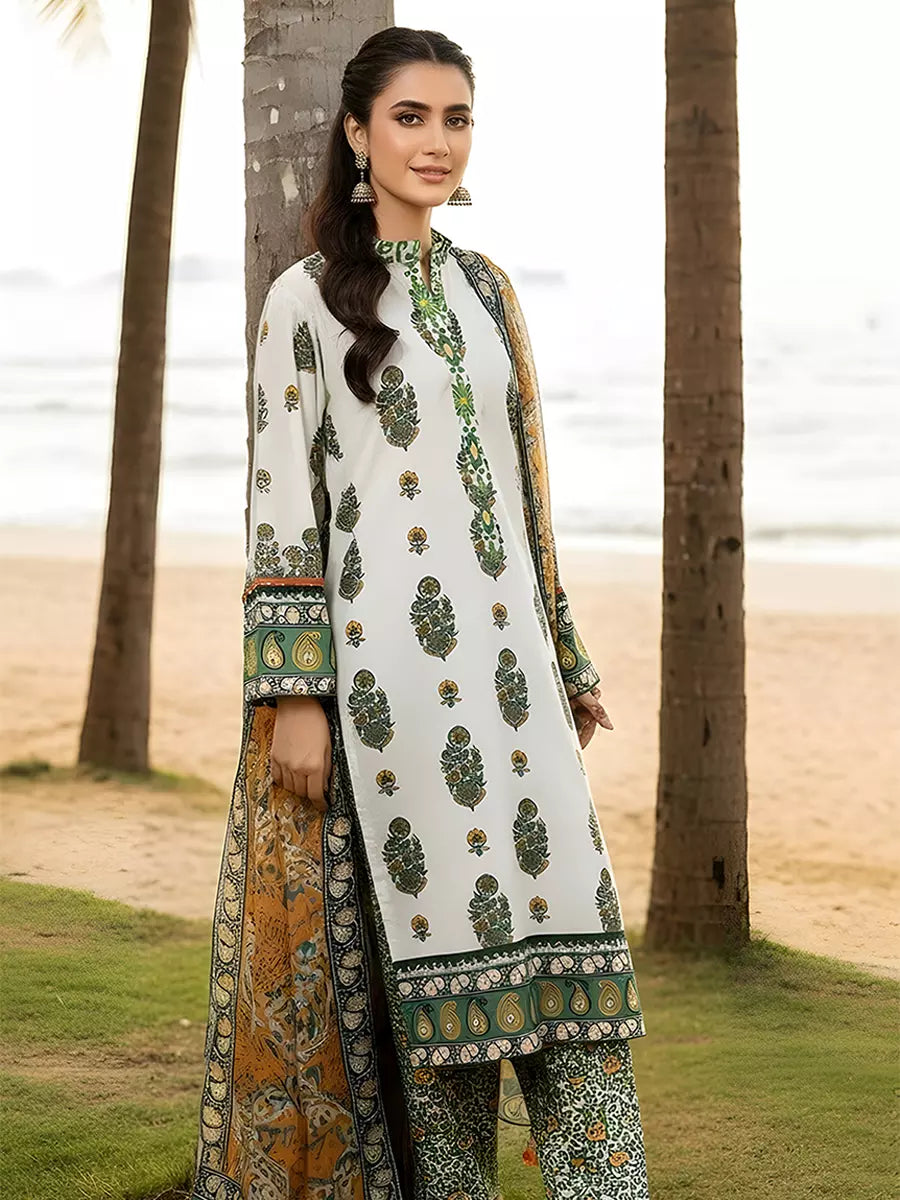 3PC Unstitched Printed Silk Lawn Suit (SUNS7ASI314)