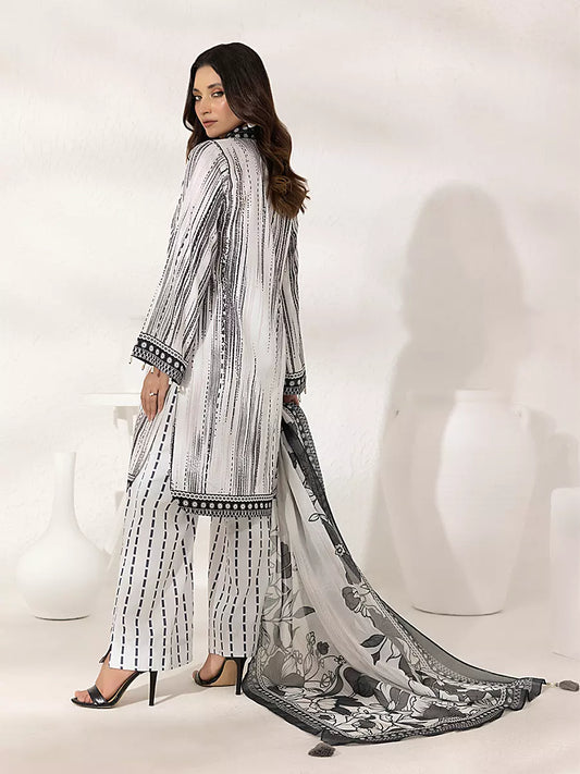 3PC Unstitched Printed Lawn Silk Suit (ASI289)