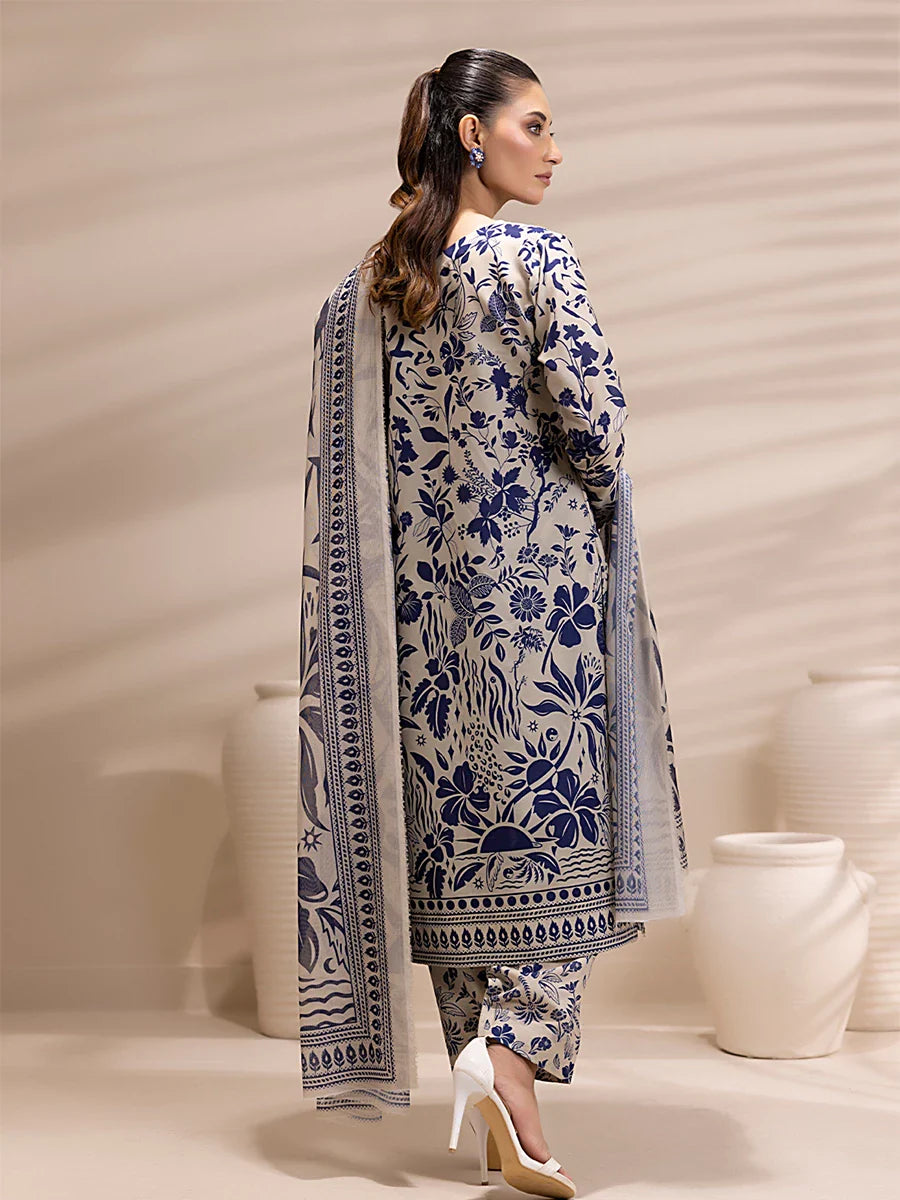 3PC Unstitched Printed Lawn Silk Suit (ASI158)
