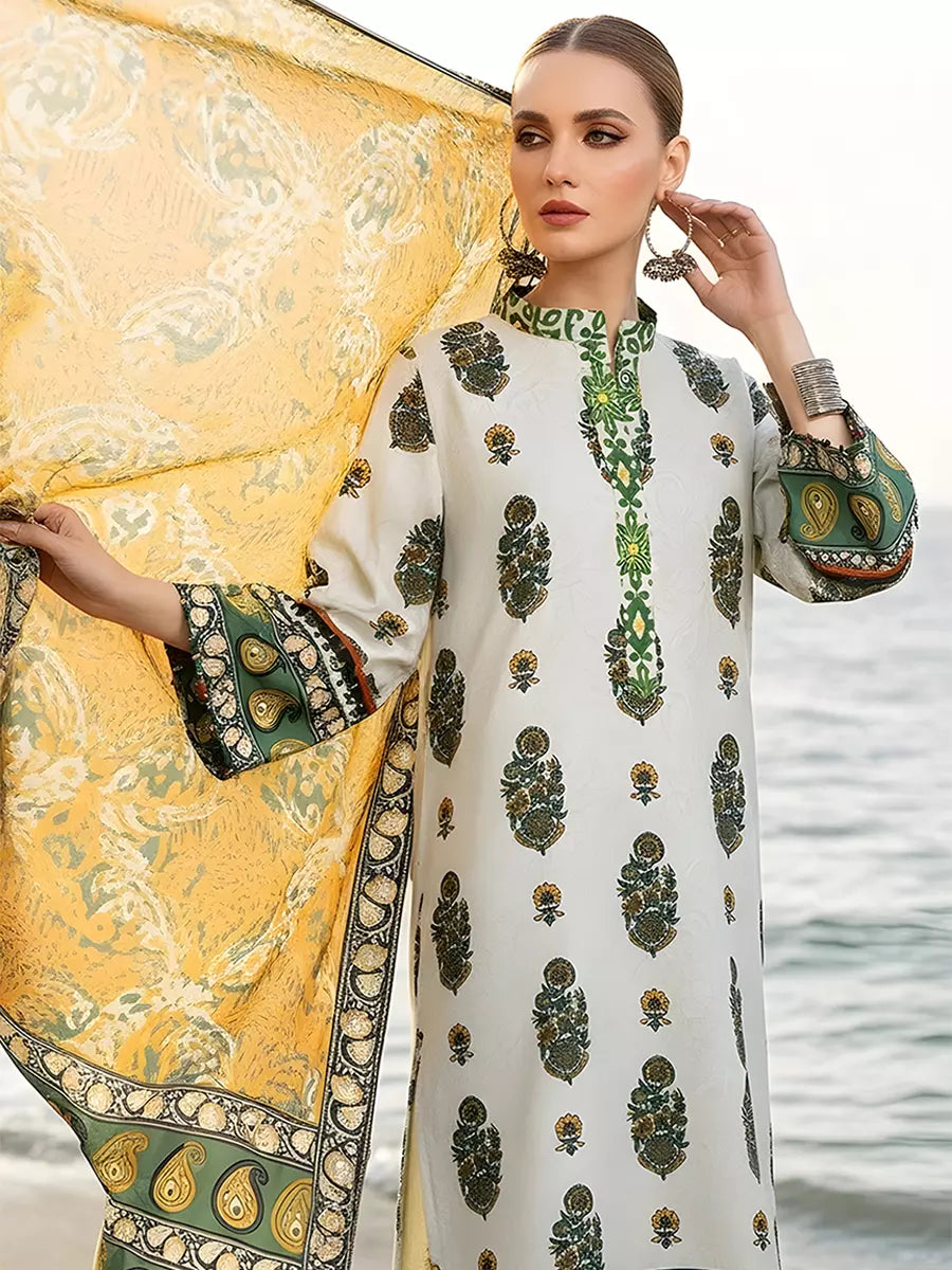 3PC Unstitched Printed Silk Lawn Suit (SUNS7ASI314)