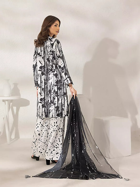 3PC Unstitched Printed Lawn Silk Suit (ASI288)