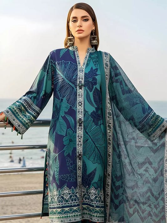 3PC Unstitched Printed Silk Lawn Suit (SUNS7ASI316)