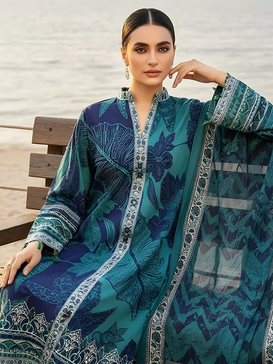 3PC Unstitched Printed Silk Lawn Suit (SUNS7ASI316)