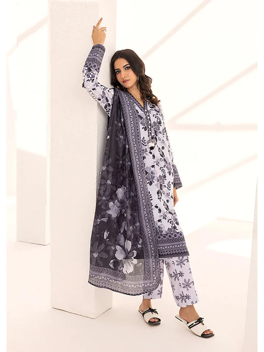 3PC Unstitched Printed Lawn Silk Suit (ASI103)