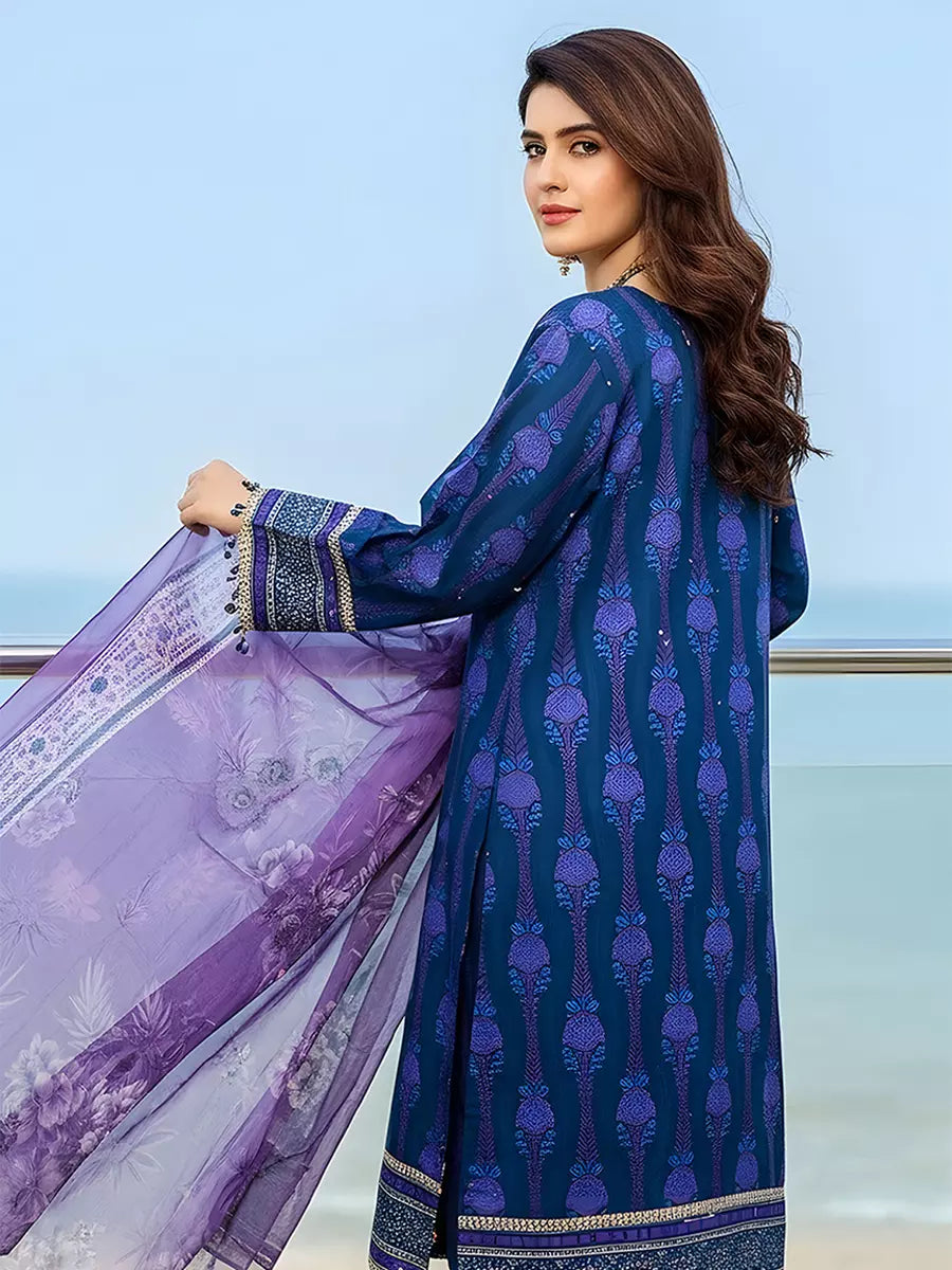 3PC Unstitched Printed Silk Lawn Suit (SUNS7ASI317)