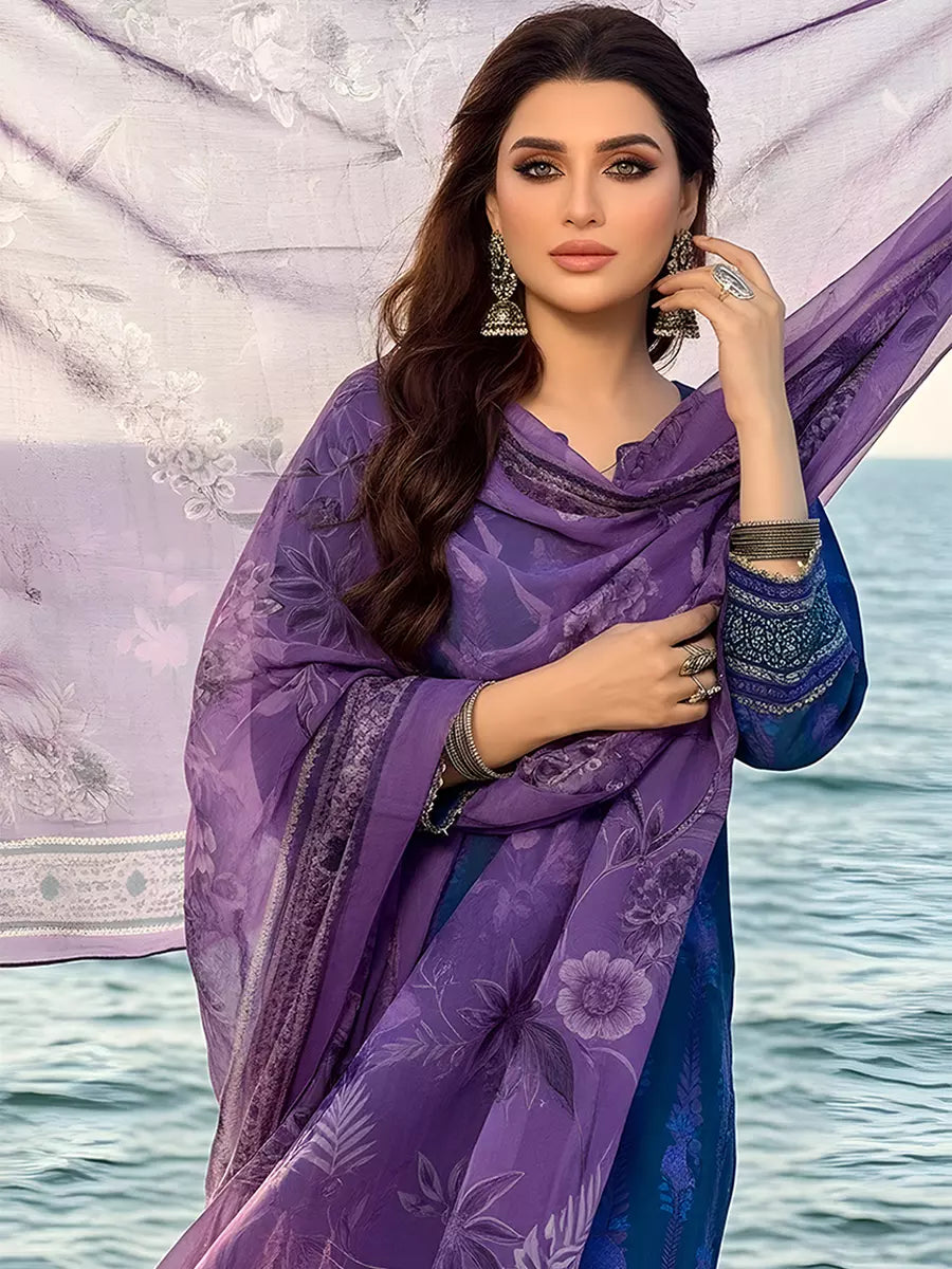 3PC Unstitched Printed Silk Lawn Suit (SUNS7ASI317)