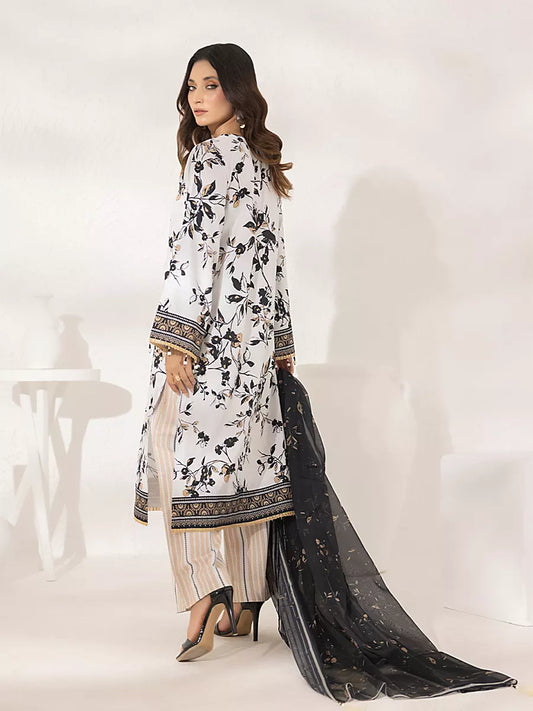 3PC Unstitched Printed Lawn Silk Suit (ASI287)