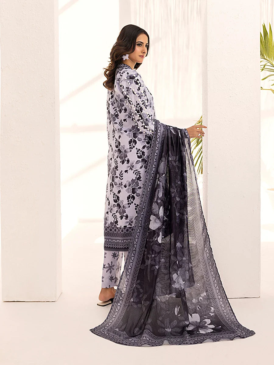 3PC Unstitched Printed Lawn Silk Suit (ASI103)
