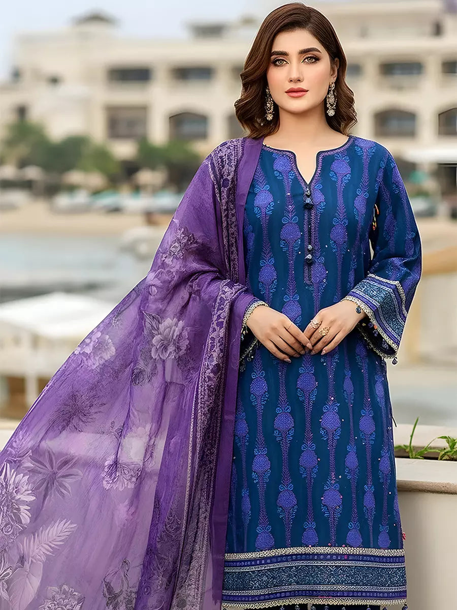 3PC Unstitched Printed Silk Lawn Suit (SUNS7ASI317)
