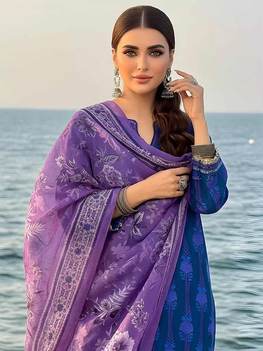 3PC Unstitched Printed Silk Lawn Suit (SUNS7ASI317)