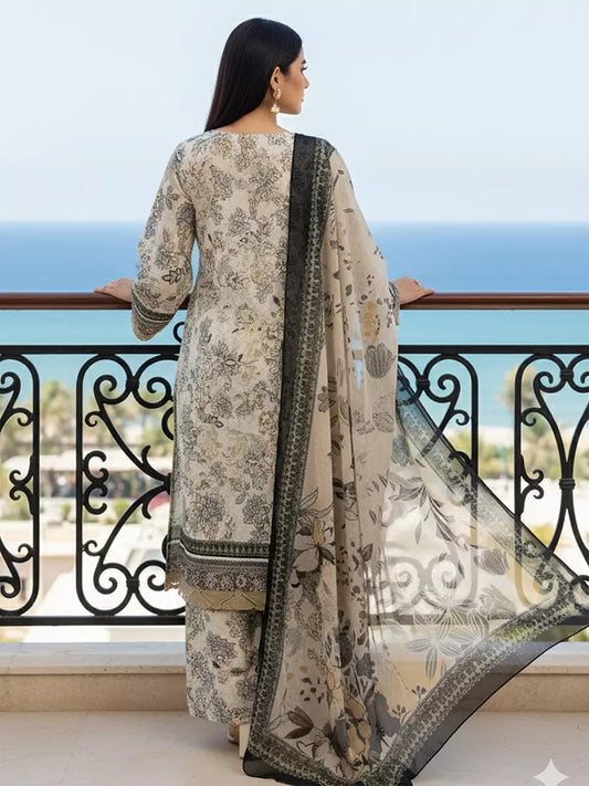 3PC Unstitched Printed Silk Lawn Suit (SUNS7ASI318)