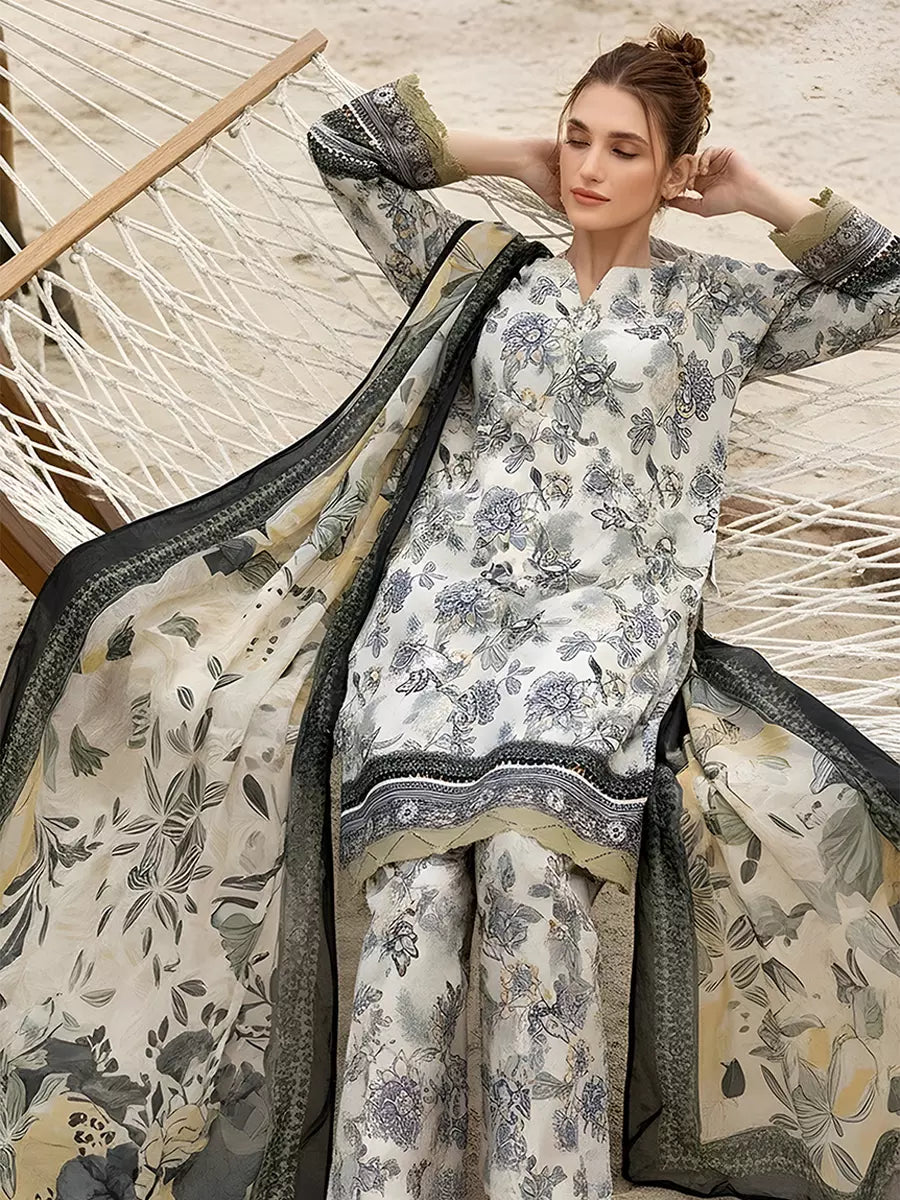 3PC Unstitched Printed Silk Lawn Suit (SUNS7ASI318)
