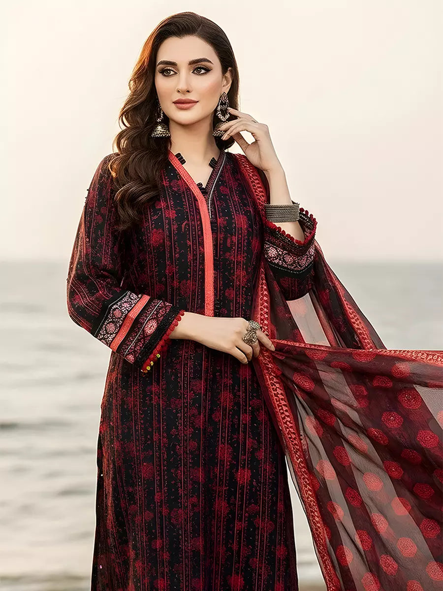 3PC Unstitched Printed Silk Lawn Suit (SUNS7ASI319)