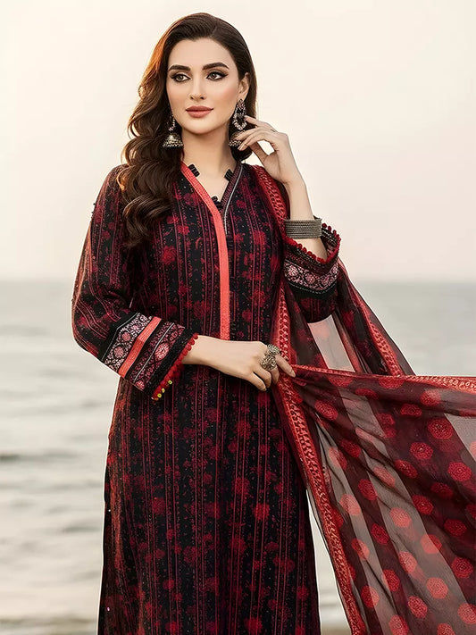 3PC Unstitched Printed Silk Lawn Suit (SUNS7ASI319)