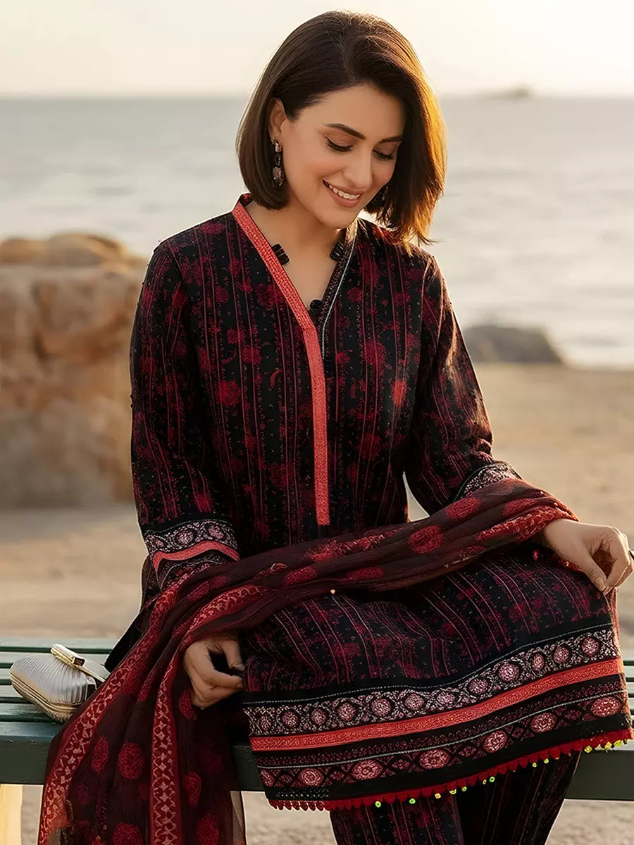 3PC Unstitched Printed Silk Lawn Suit (SUNS7ASI319)