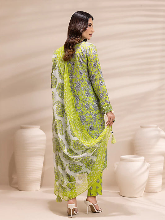 3PC Unstitched Printed Lawn Silk Suit (ASI153)