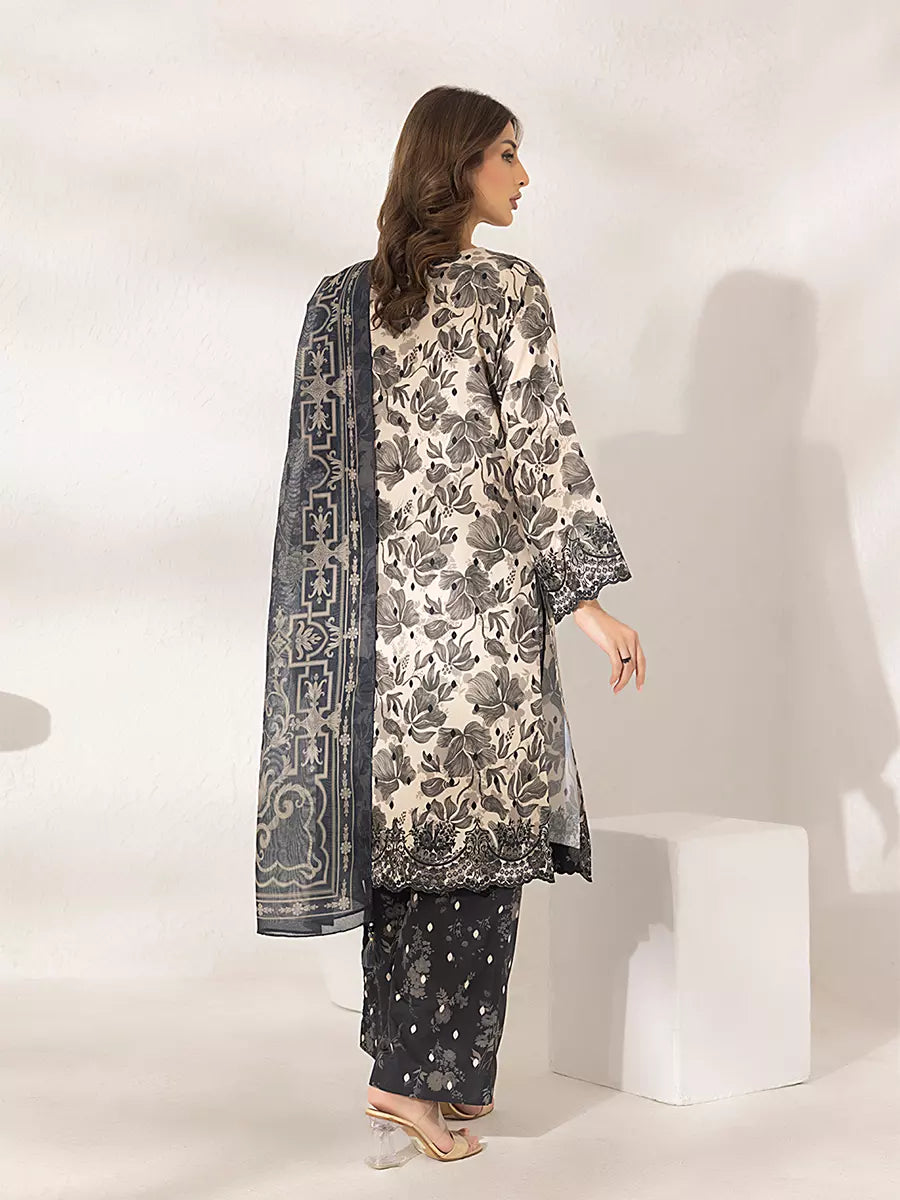 3PC Unstitched Printed Lawn Silk Suit (ASI283)