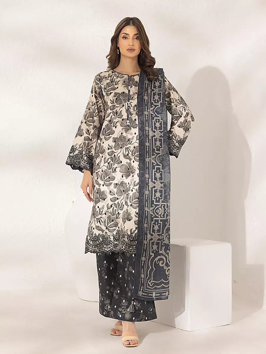 3PC Unstitched Printed Lawn Silk Suit (ASI283)