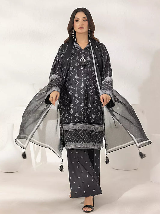 3PC Unstitched Printed Lawn Silk Suit (ASI282)