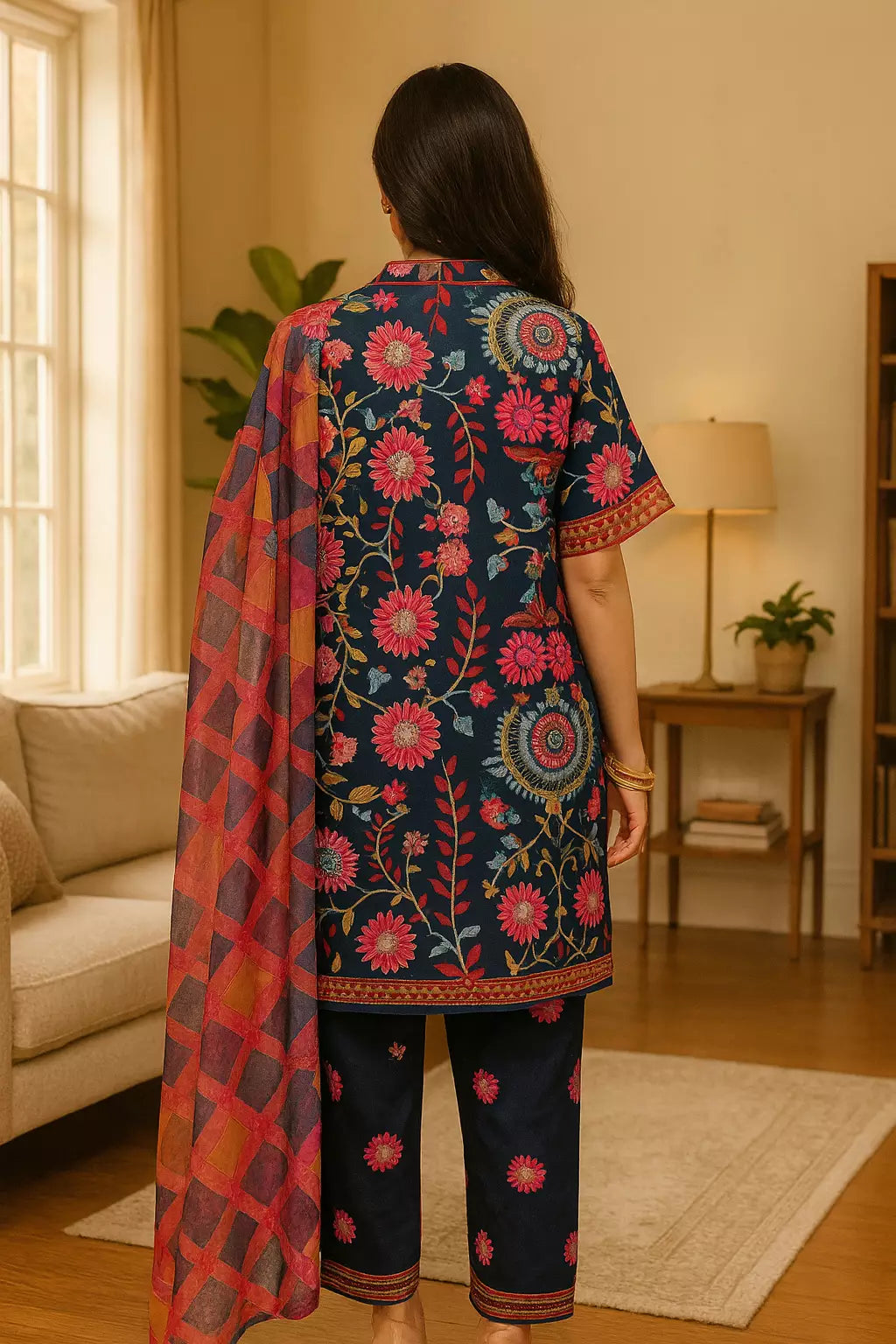 3PC Unstitched Printed Lawn Silk Suit (SUNS7ASI176)