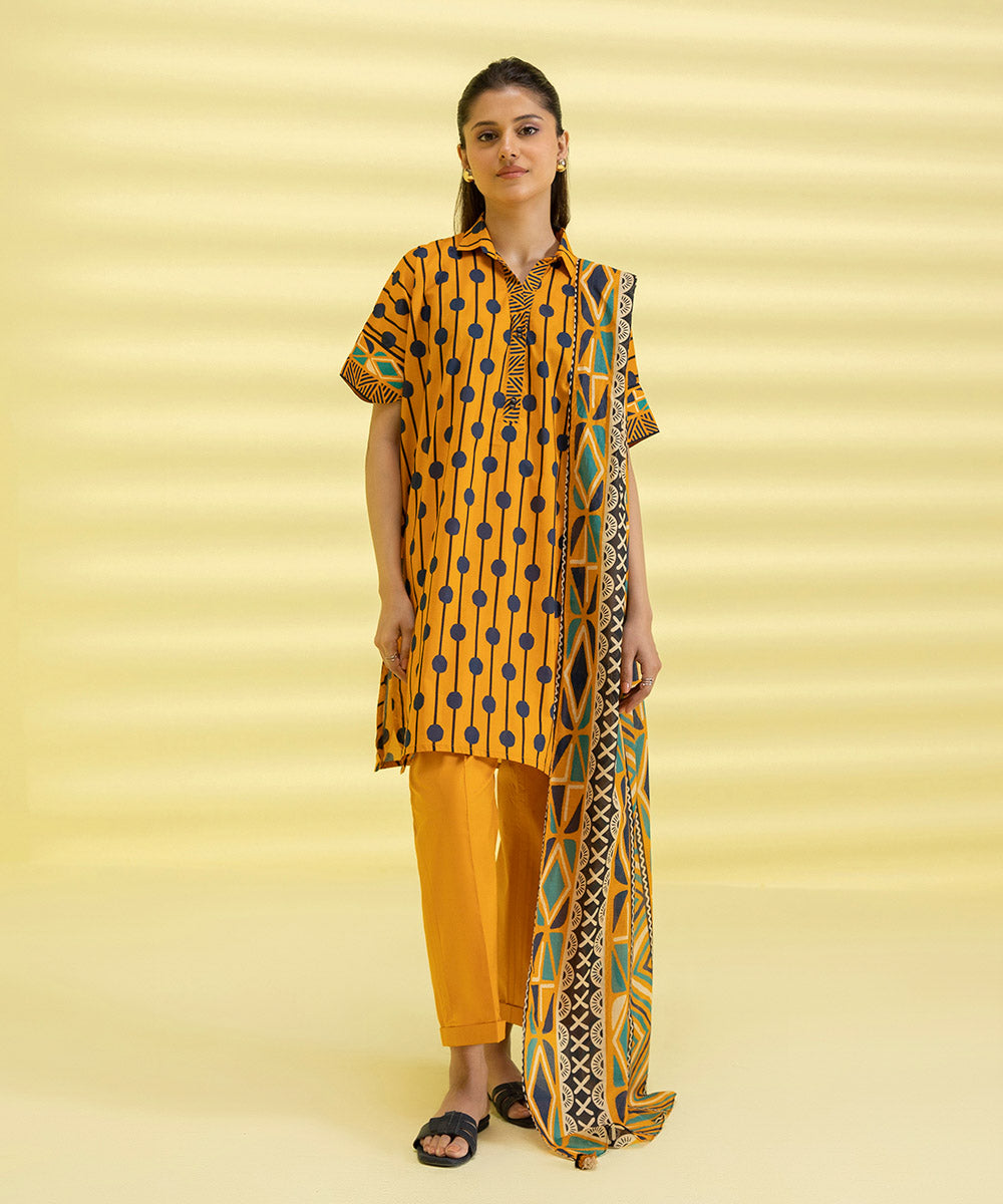 PRINTED LAWN SUIT - Multi Yellow