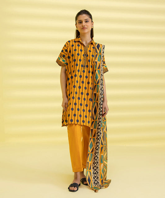 PRINTED LAWN SUIT - Multi Yellow