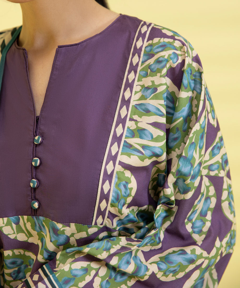 PRINTED LAWN SUIT - Mauve