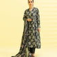 PRINTED LAWN SUIT - Black