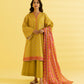 PRINTED LAWN SUIT - Mustard & Pink