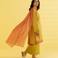PRINTED LAWN SUIT - Mustard & Pink