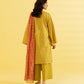 PRINTED LAWN SUIT - Mustard & Pink