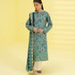 PRINTED LAWN SUIT - Laurel and Teal Blue