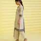 PRINTED LAWN SUIT - Off White & Purple