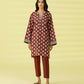 PRINTED LAWN SUIT - Wine Red