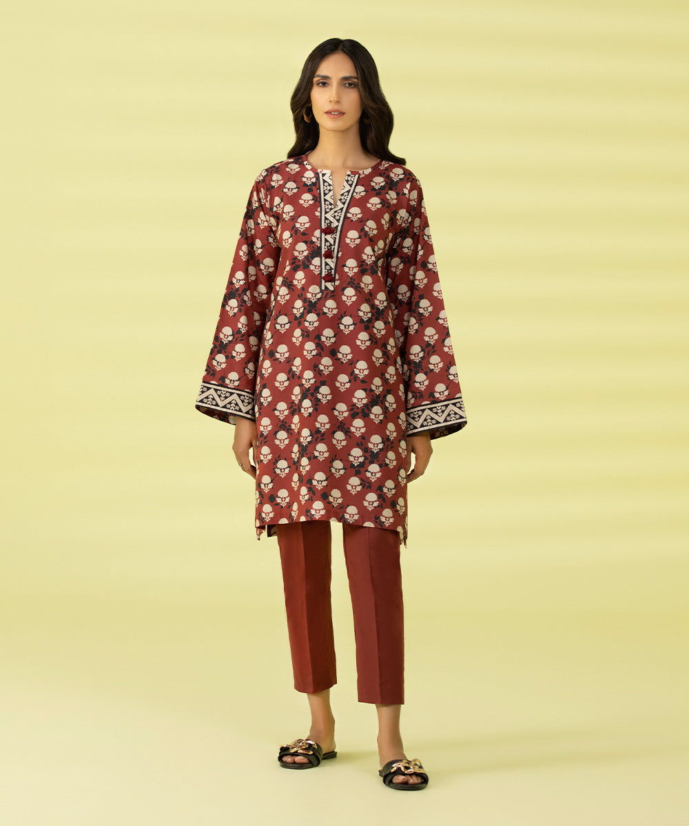 Red Rang PRINTED LAWN SUIT - Wine Red β Heer Rang Studio