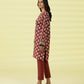 PRINTED LAWN SUIT - Wine Red