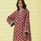 PRINTED LAWN SUIT - Wine Red