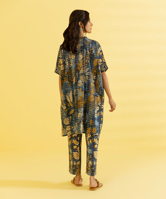 PRINTED LAWN SUIT - Stone Blue