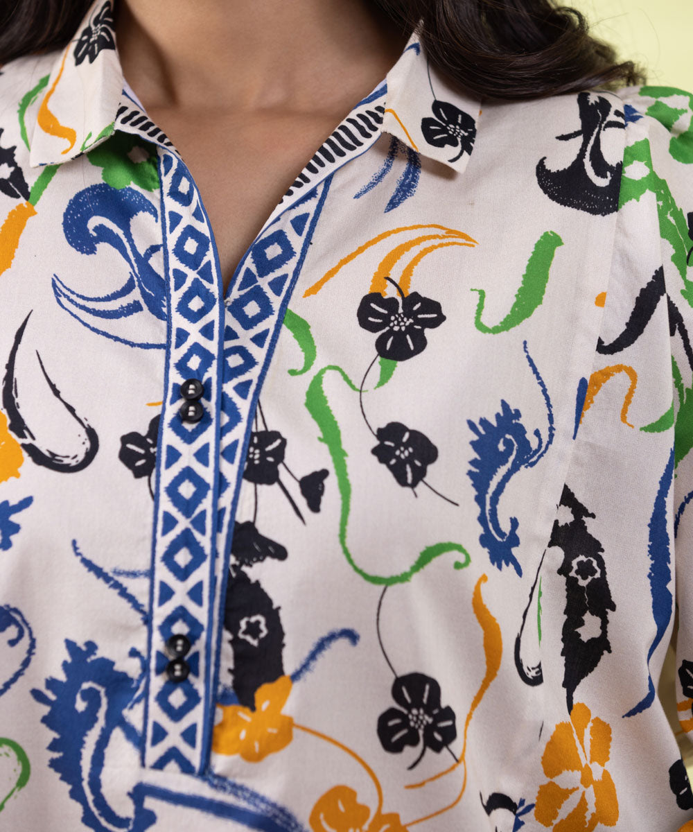 PRINTED LAWN SUIT - Off White