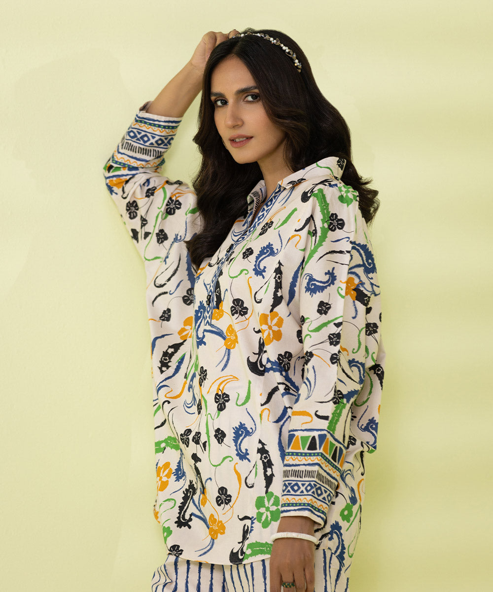 PRINTED LAWN SUIT - Off White