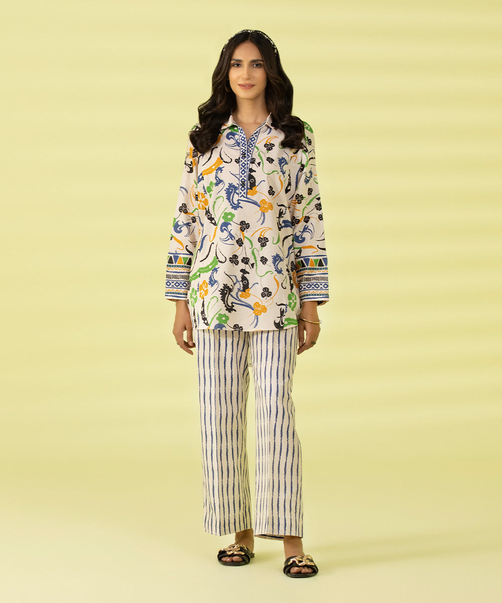 PRINTED LAWN SUIT - Off White