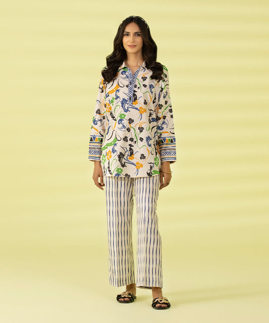 PRINTED LAWN SUIT - Off White