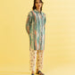 PRINTED LAWN SUIT - Ivory and aqua