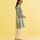 PRINTED LAWN SUIT - Ivory and aqua