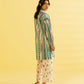 PRINTED LAWN SUIT - Ivory and aqua