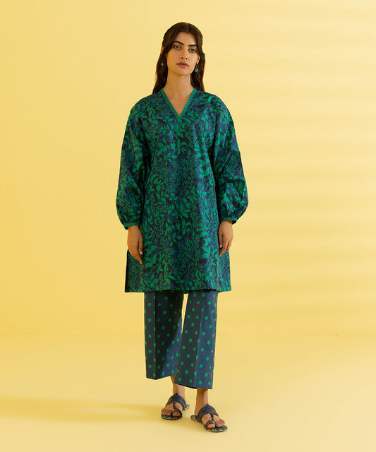 PRINTED LAWN SUIT - Sapphire Blue
