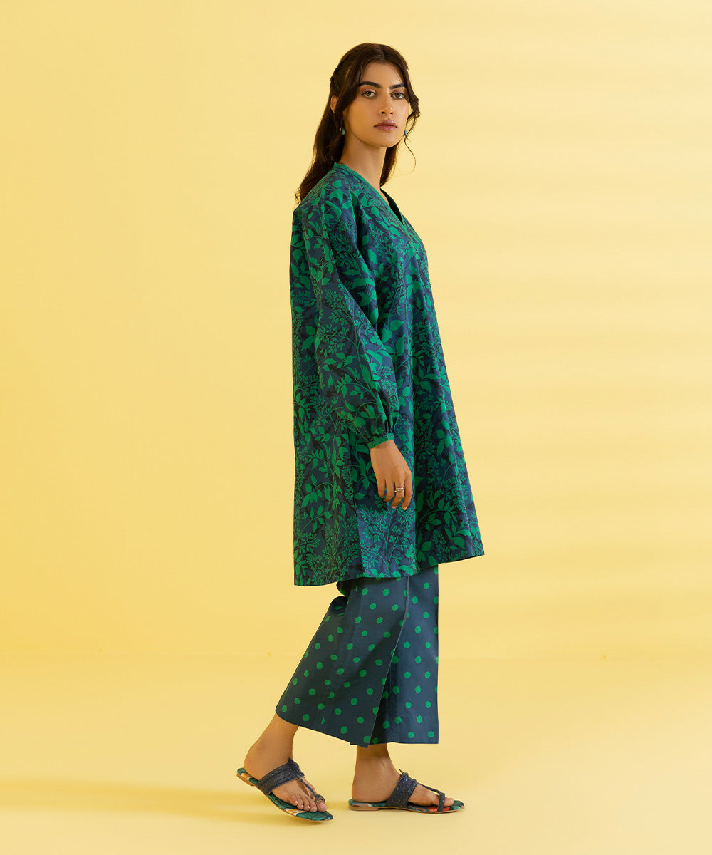 PRINTED LAWN SUIT - Sapphire Blue