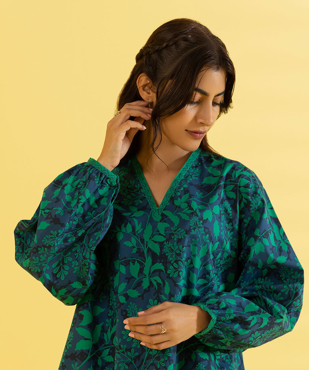 PRINTED LAWN SUIT - Sapphire Blue