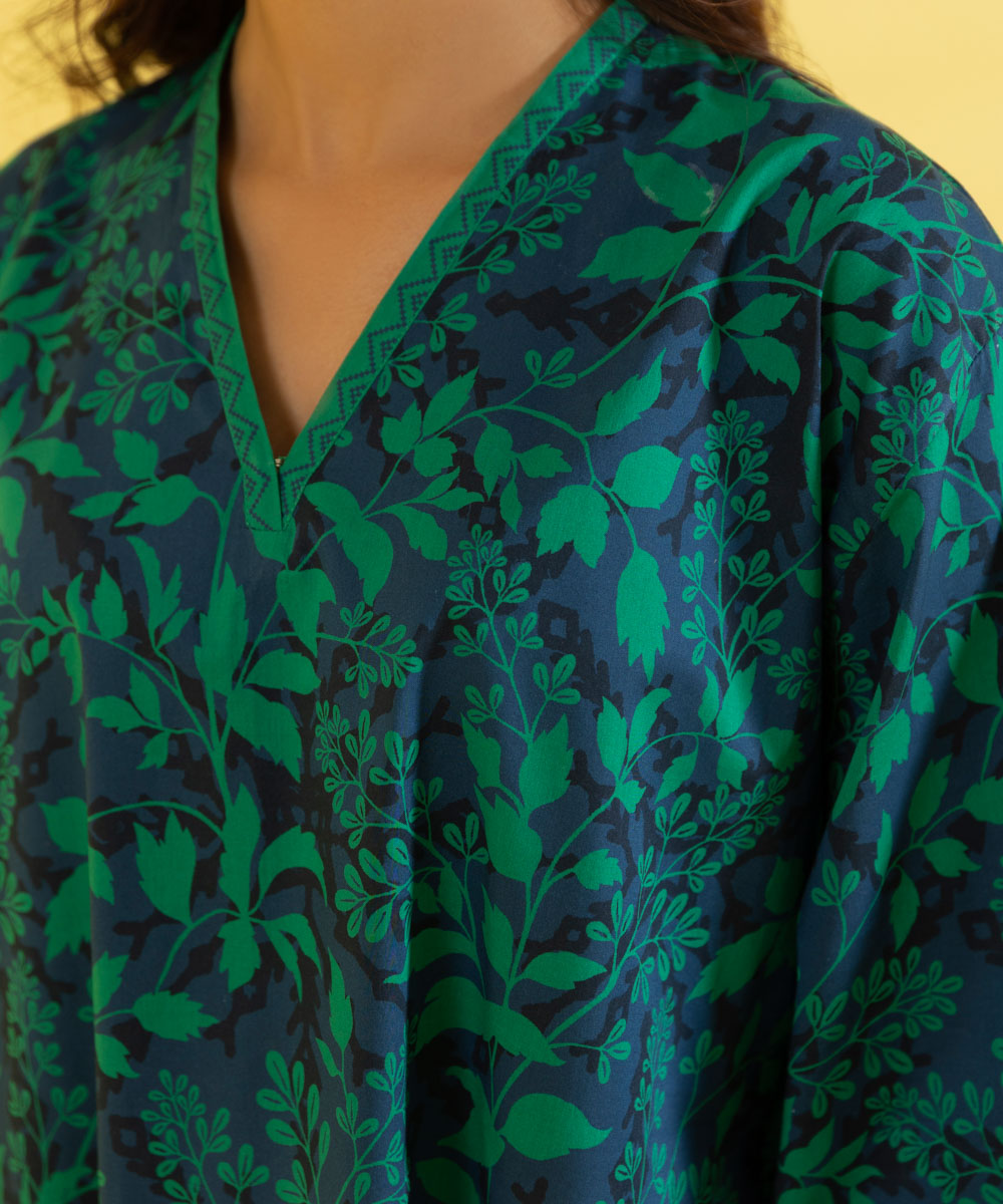 PRINTED LAWN SUIT - Sapphire Blue