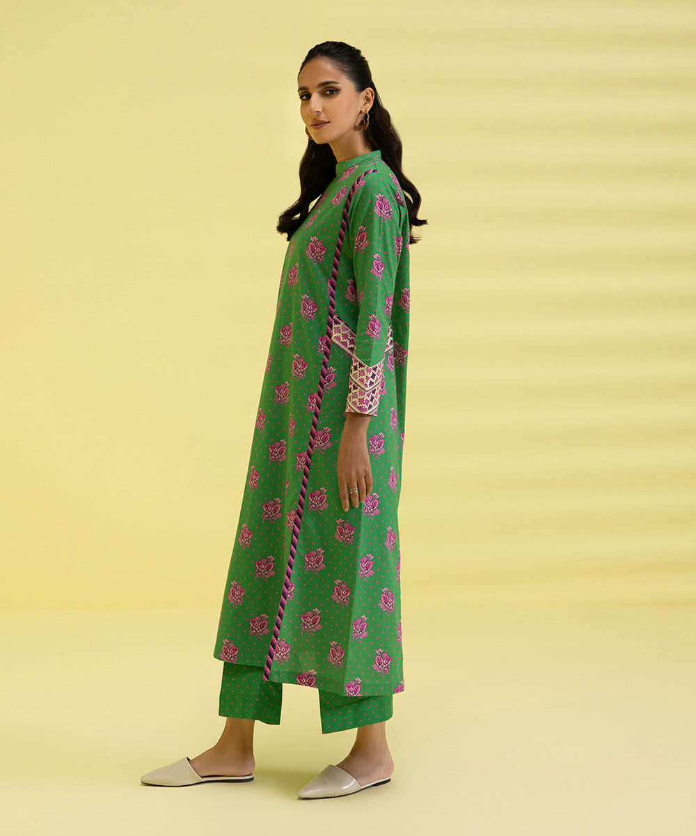 PRINTED LAWN SUIT - Green